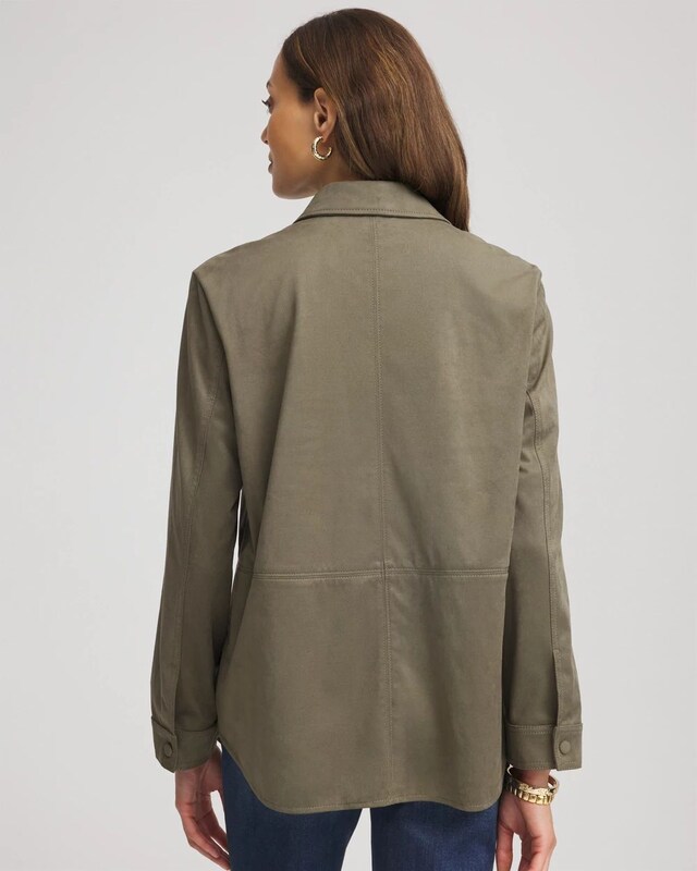 Suede Collared Long-Sleeved Shacket - image 3